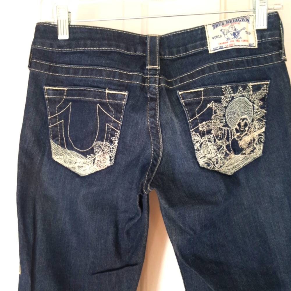 True Religion low rise skinny jeans w/embroidery